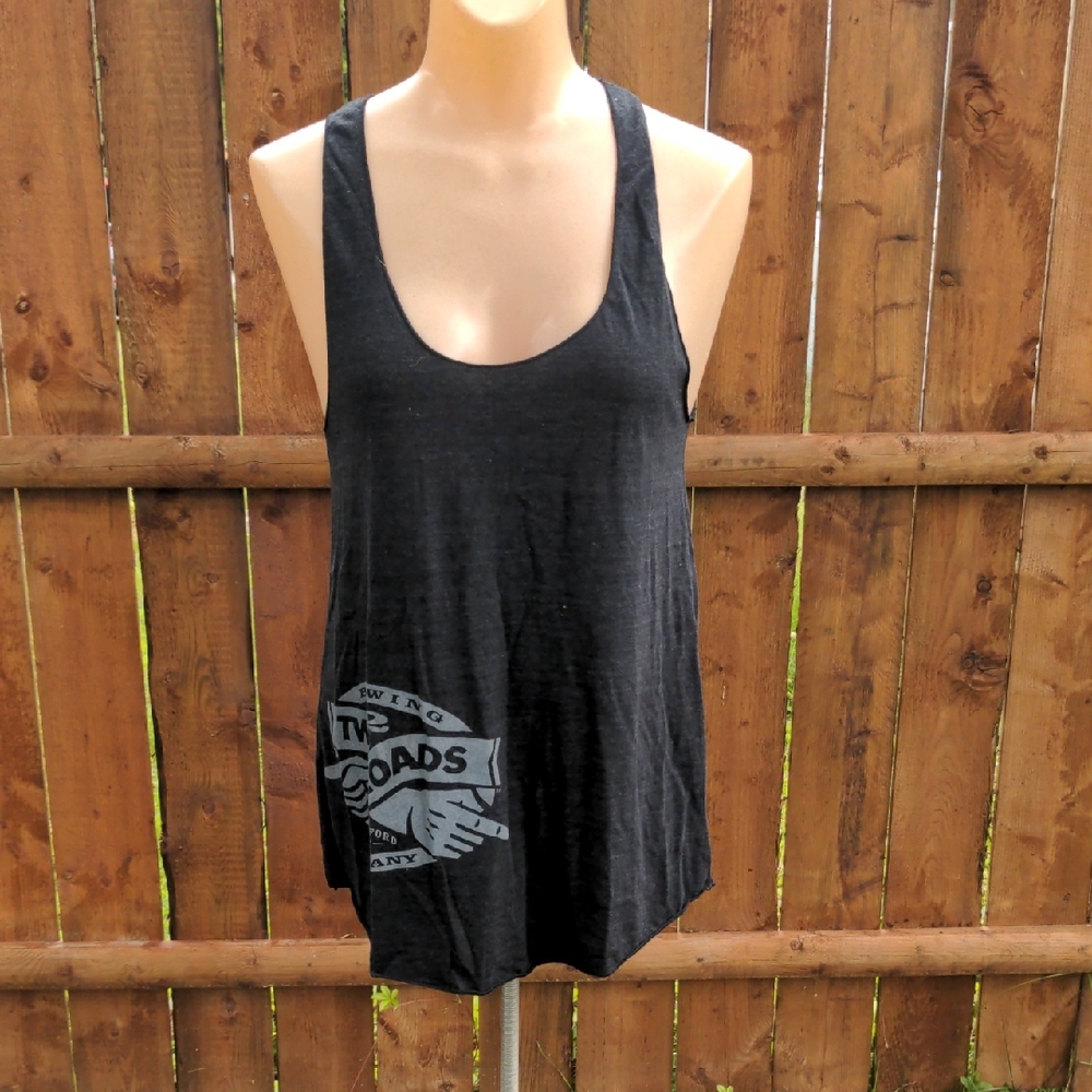 Gray Sleeveless Relaxed Two Roads Brewing Tank Top